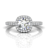 18K White Gold Halo Micro-Pave Engagement Ring