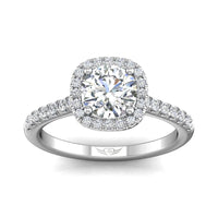 18K White Gold Halo Micro-Pave Engagement Ring