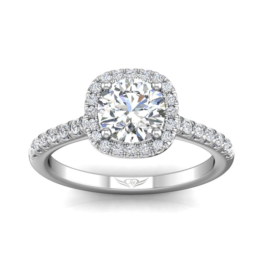 18K White Gold Halo Micro-Pave Engagement Ring