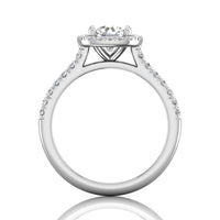 18K White Gold Halo Micro-Pave Engagement Ring