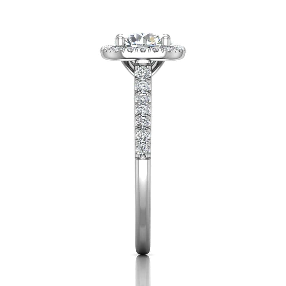 18K White Gold Halo Micro-Pave Engagement Ring