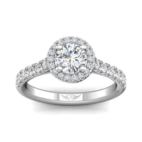 18K White Gold Diamond with Micro Pave Halo Engagement Ring
