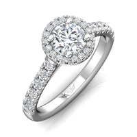 18K White Gold Diamond with Micro Pave Halo Engagement Ring