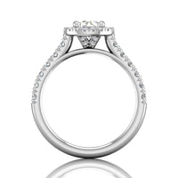 18K White Gold Diamond with Micro Pave Halo Engagement Ring