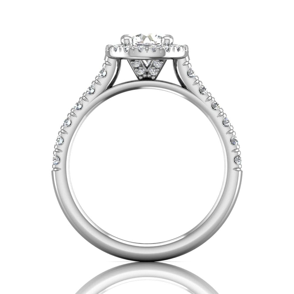 18K White Gold Diamond with Micro Pave Halo Engagement Ring