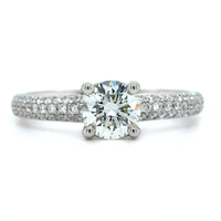 Platinum Round Diamond Pave Sides Engagement Ring, Platinum, Long's Jewelers