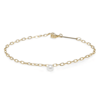 14K Yellow Gold Oval Link Pearl Bracelet, 14k yellow gold, Long's Jewelers