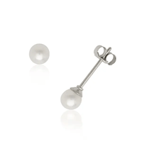 14K White Gold Round Pearl Stud Earrings