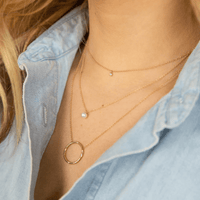 14K Yellow Gold Double Chain Pearl and Diamond Necklace, 14k yellow gold, Long's Jewelers