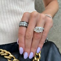 Etho Maria Blackened 18K White Gold 2 Row Emerald Cut Diamond Ring