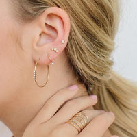 Zoe Chicco 14K Yellow Gold Curved Diamond Bezel Stud Earrings