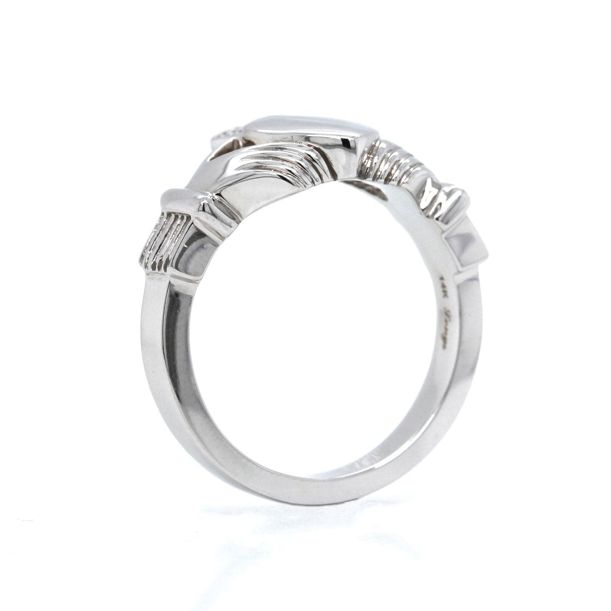 14K White Gold Heavy Claddagh Ring