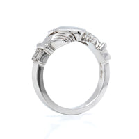 14K White Gold Heavy Claddagh Ring