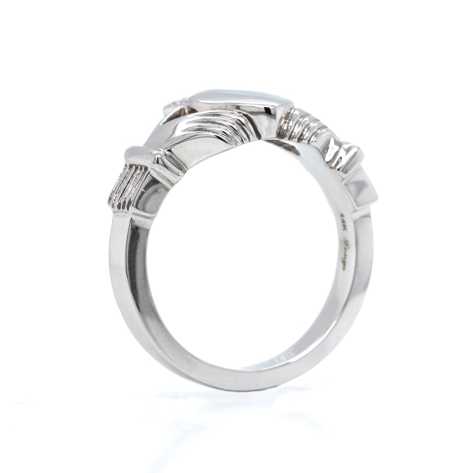 14K White Gold Heavy Claddagh Ring