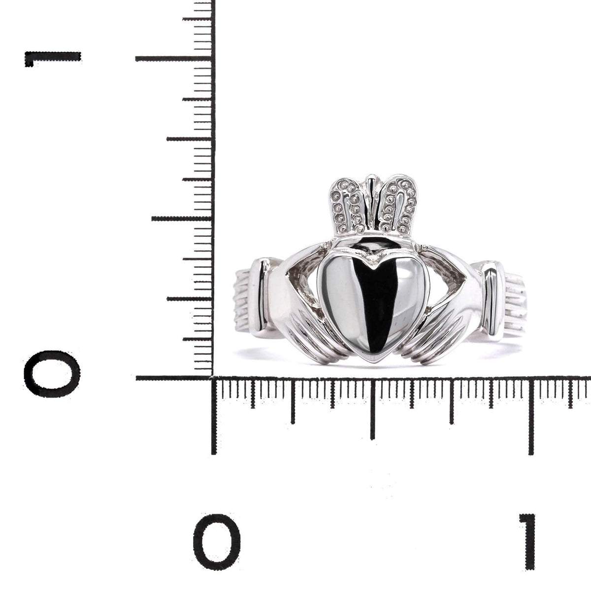 14K White Gold Heavy Claddagh Ring