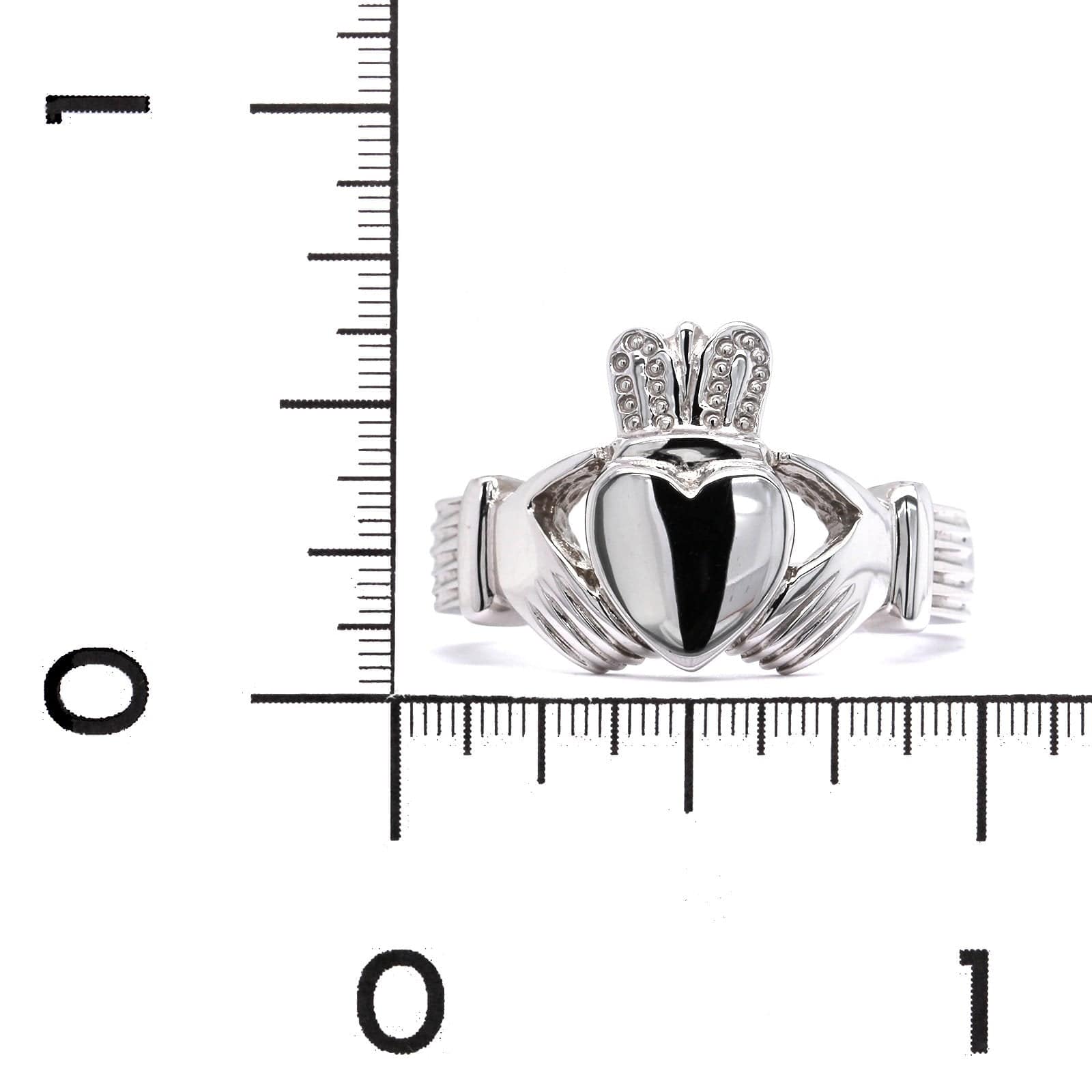 14K White Gold Heavy Claddagh Ring