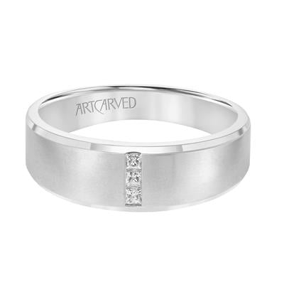 14K White Gold 3 Princess Cut Diamond Ring