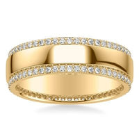 14K Yellow Gold Diamond Edge Wedding Band