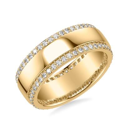 14K Yellow Gold Diamond Edge Wedding Band