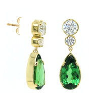 18K Yellow Gold Tsavorite Diamond Drop Earrings, 18k yellow gold, Long's Jewelers