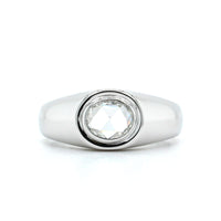 18K White Gold Rose Cut Double Rim Bezel Ring