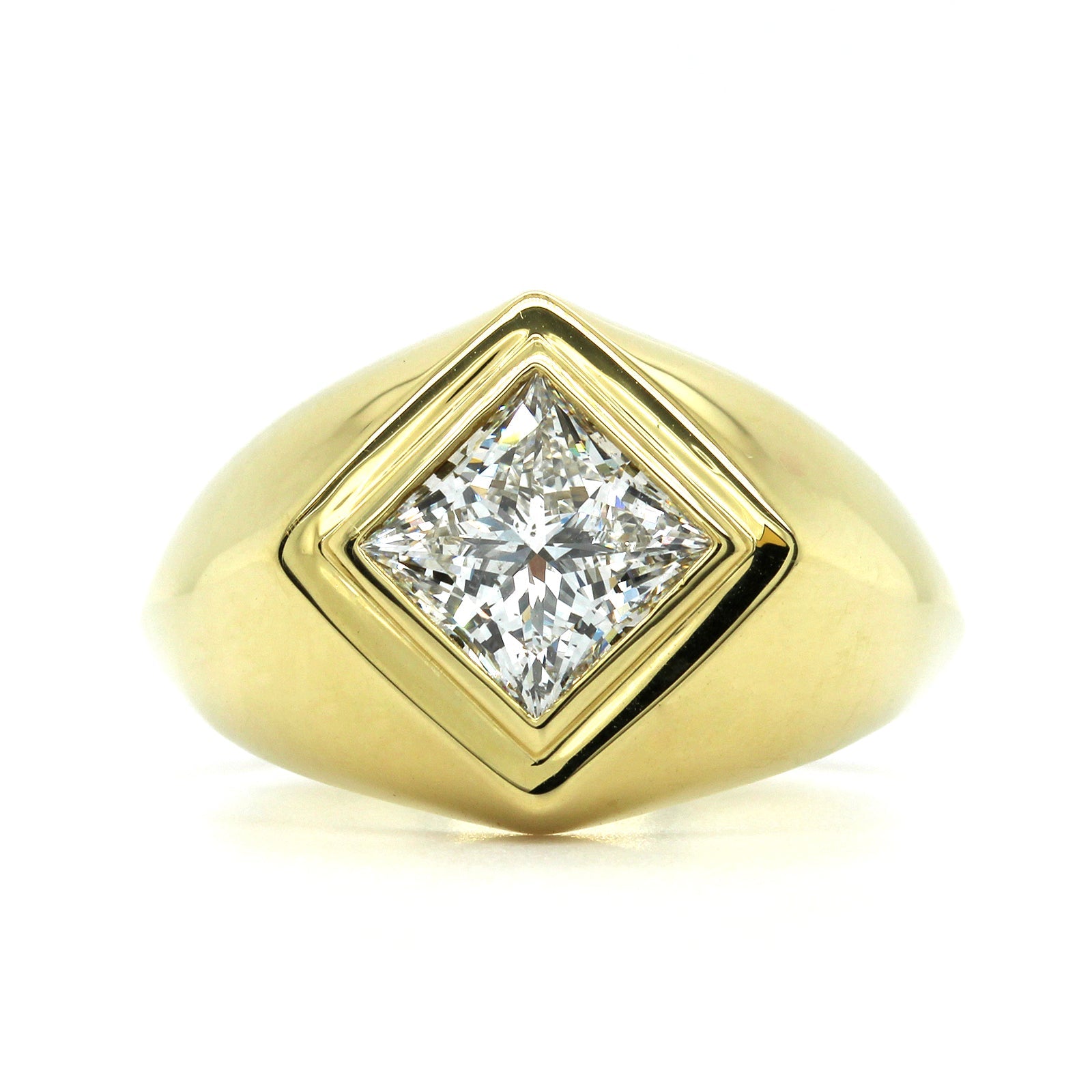 18K Yellow Gold Bezel Set Princess Cut Diamond Ring, 18k yellow gold, Long's Jewelers