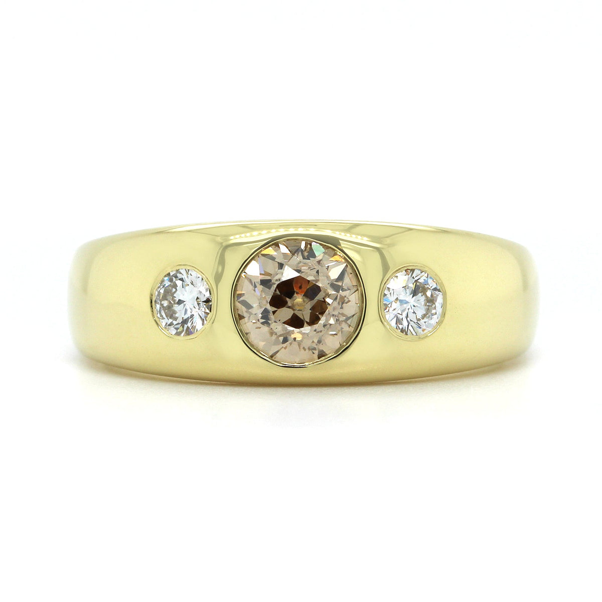 18K Yellow Gold 3 Stone Old Mine Cut Diamond Ring, 18k yellow gold, Long's Jewelers