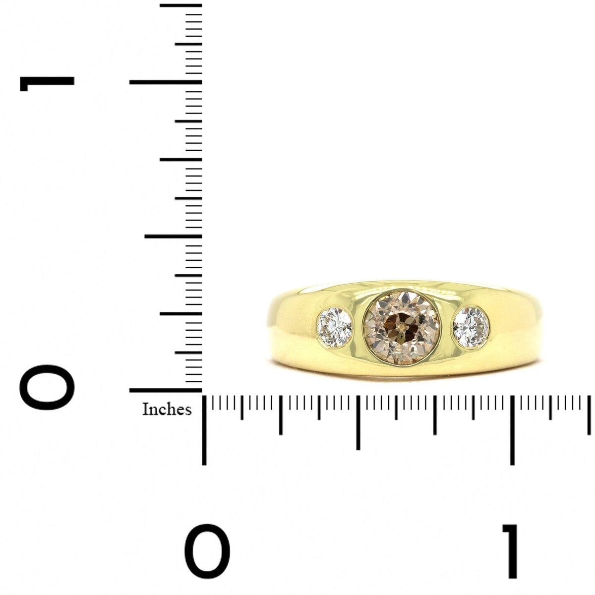 18K Yellow Gold 3 Stone Old Mine Cut Diamond Ring, 18k yellow gold, Long's Jewelers