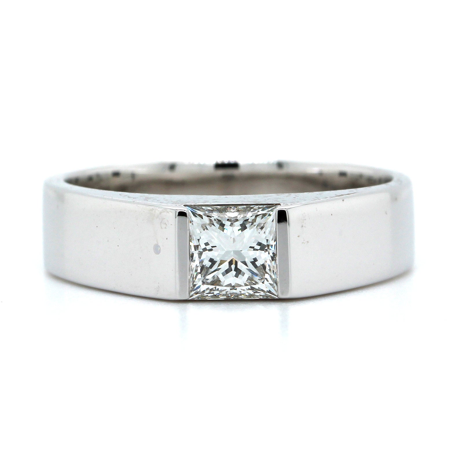 18K White Gold Princess Cut Diamond Wide Ring, 18k white gold, Long's Jewelers