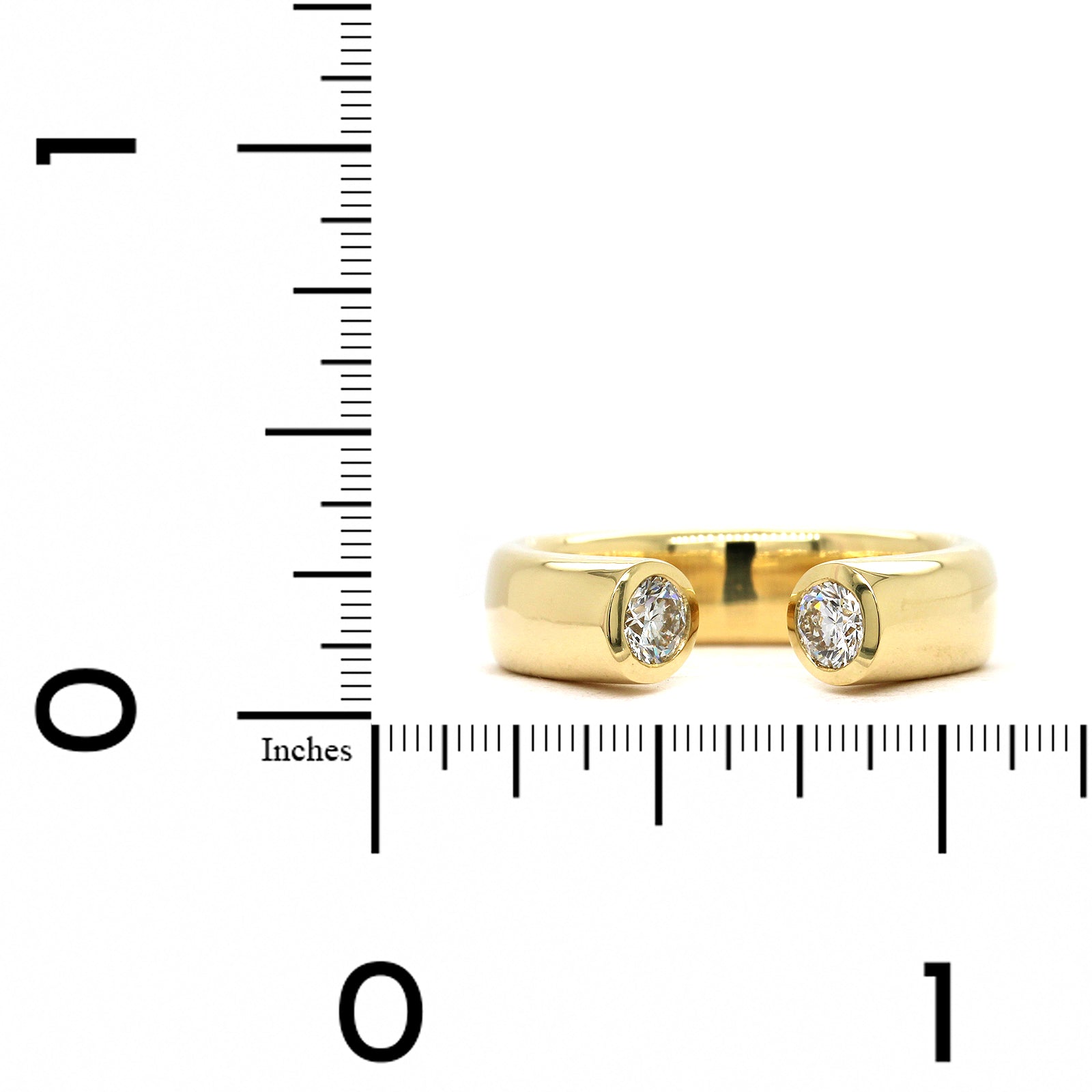 18K Yellow Gold Bezel Set Diamond Open Ring