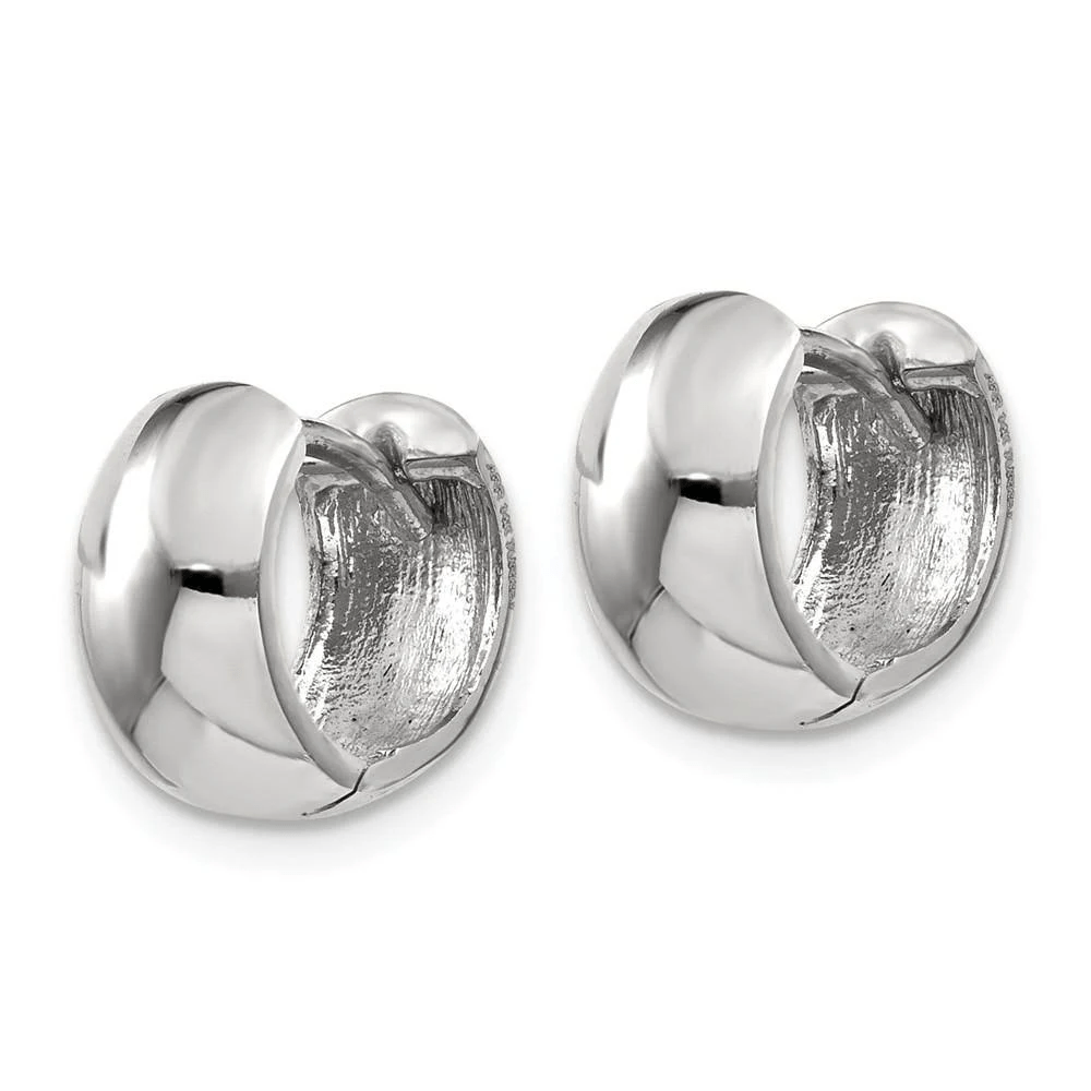 18K White Gold Plain Huggie Hoops