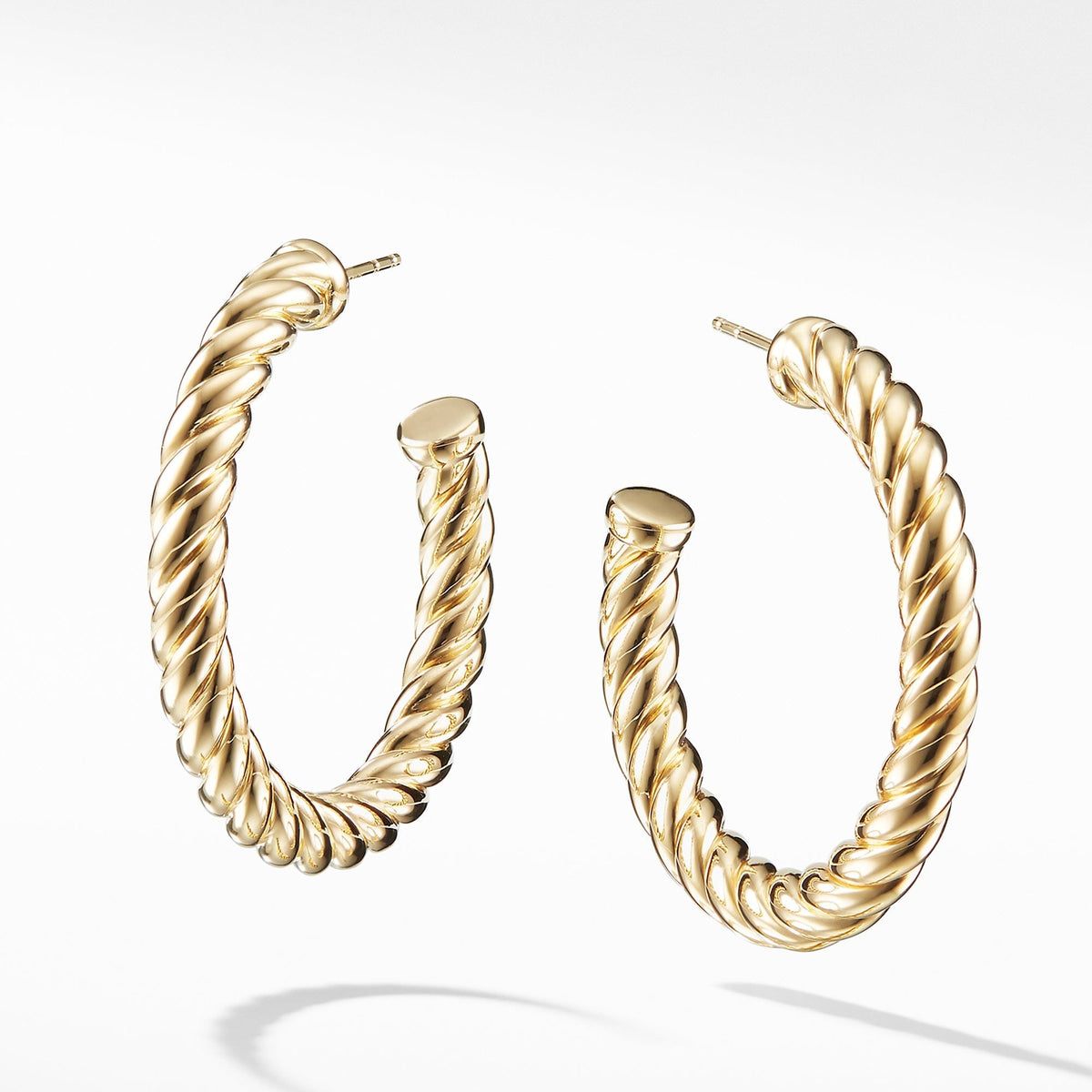 Sculpted Cable Hoop Earrings in 18K Yellow Gold