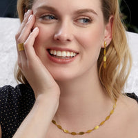 24K Yellow Gold Three Leaves Drop Earrings, Long's Jewelers