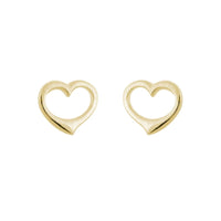 14K Yellow Gold Heart Stud Earrings