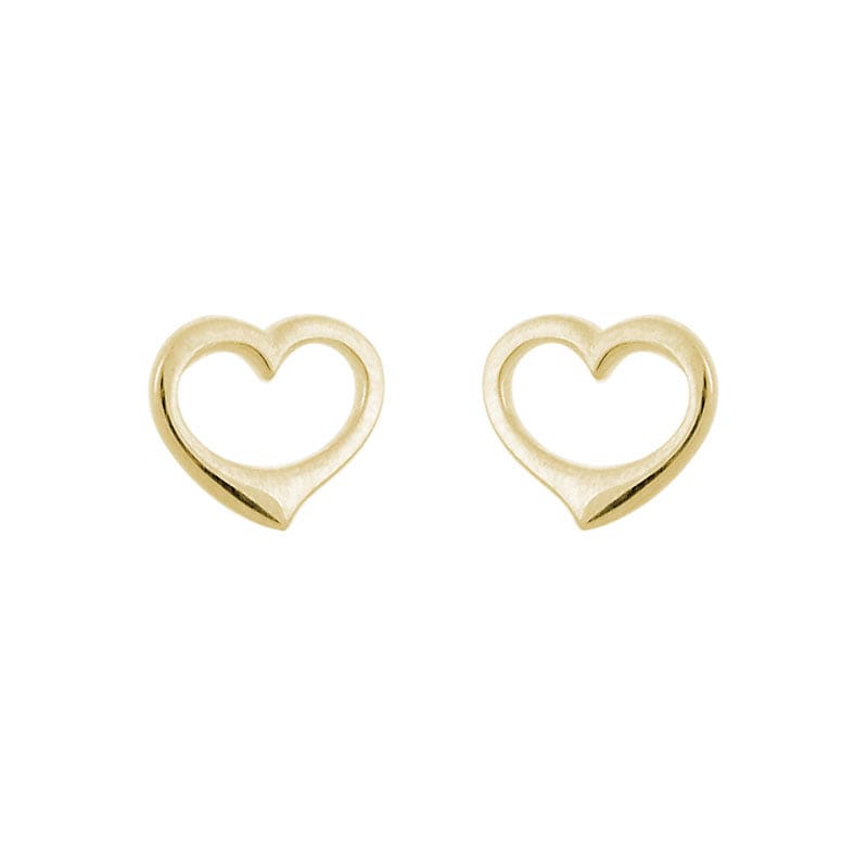14K Yellow Gold Heart Stud Earrings