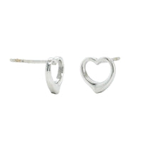 14K White Gold Heart Stud Earrings