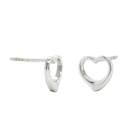 14K White Gold Heart Stud Earrings