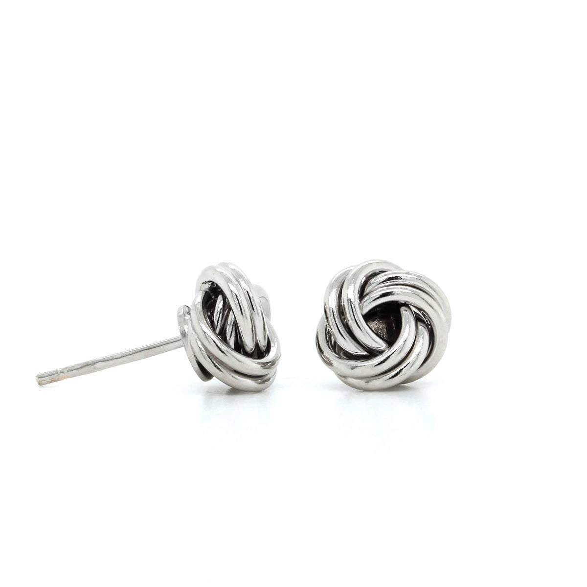 14K White Gold Knot Stud Earrings