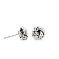 14K White Gold Knot Stud Earrings