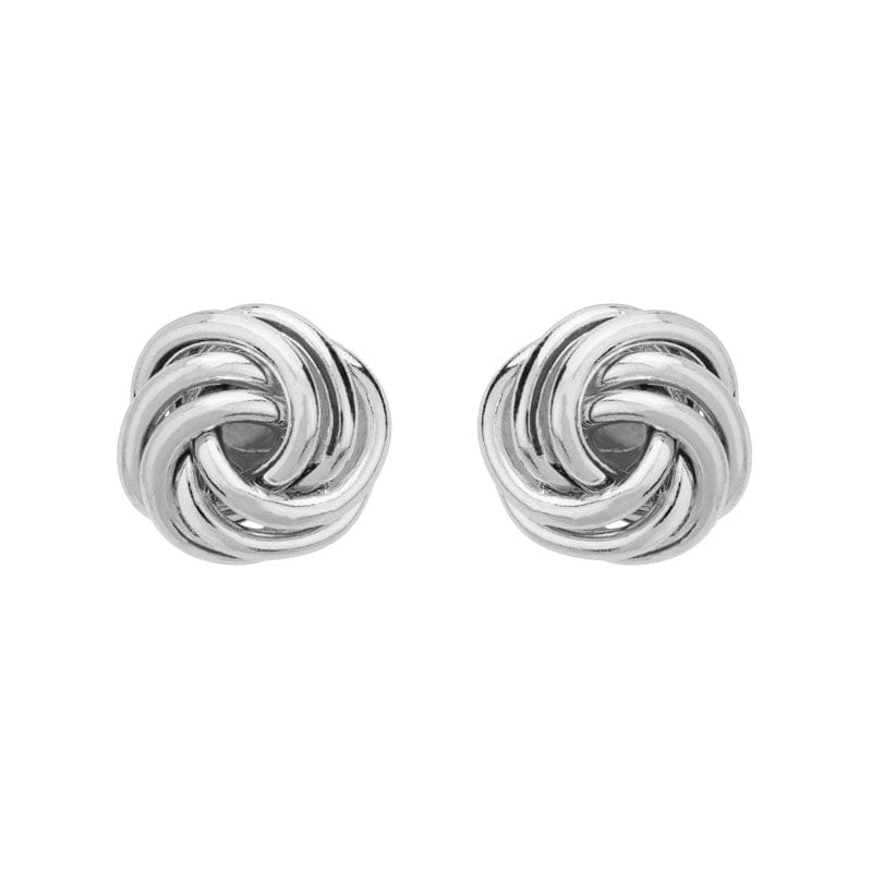 14K White Gold Knot Stud Earrings
