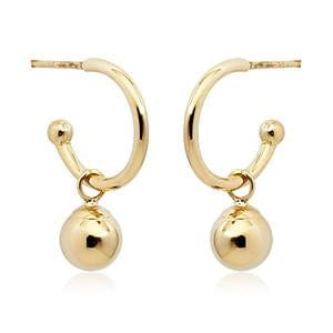 14K Yellow Gold Ball Dangle Earrings