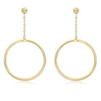 14K Yellow Gold Circle Dangle Earrings