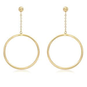 14K Yellow Gold Circle Dangle Earrings