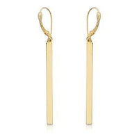 14K Yellow Gold Long Column Drop Earrings