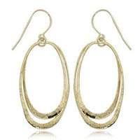 14K Yellow Gold Double Oval Dangle Earrings