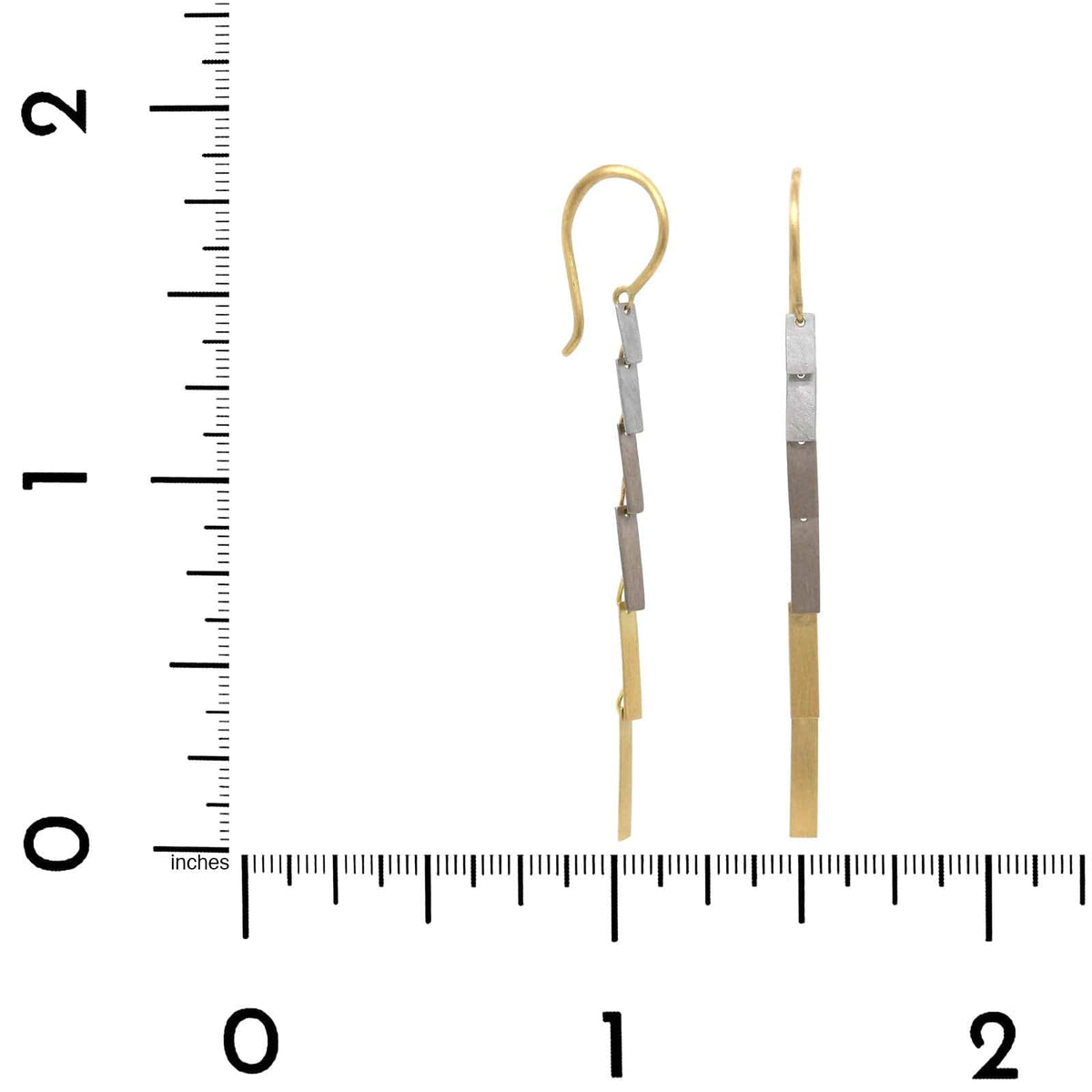18K Yellow, White and Platinum Single Fringe Drop Earrings