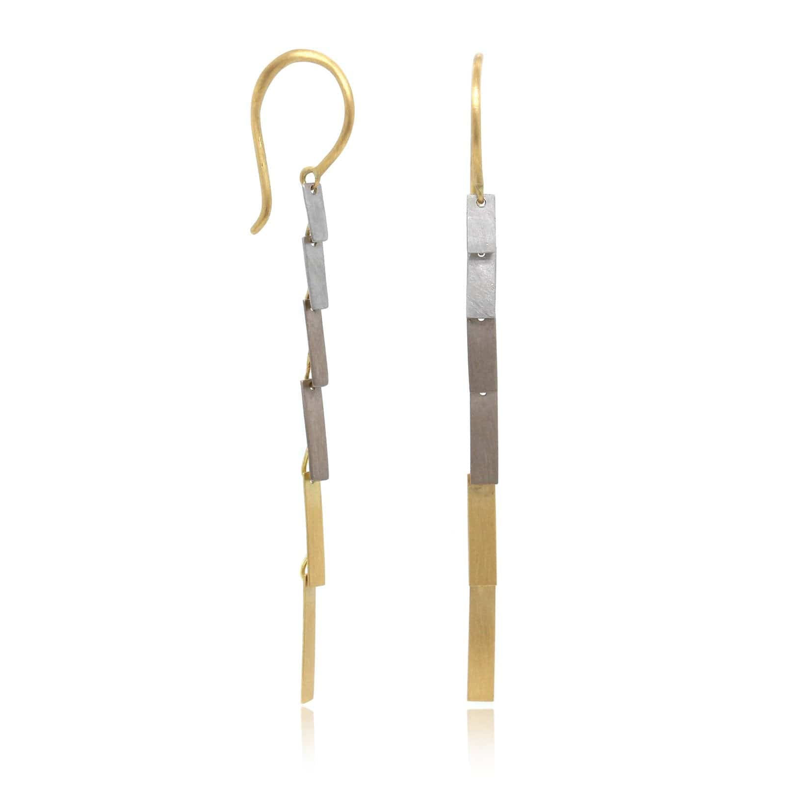 18K Yellow, White and Platinum Single Fringe Drop Earrings