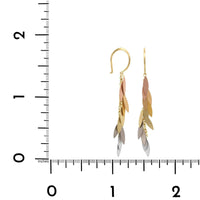 18K Tri-Color Leaf Drop Earrings