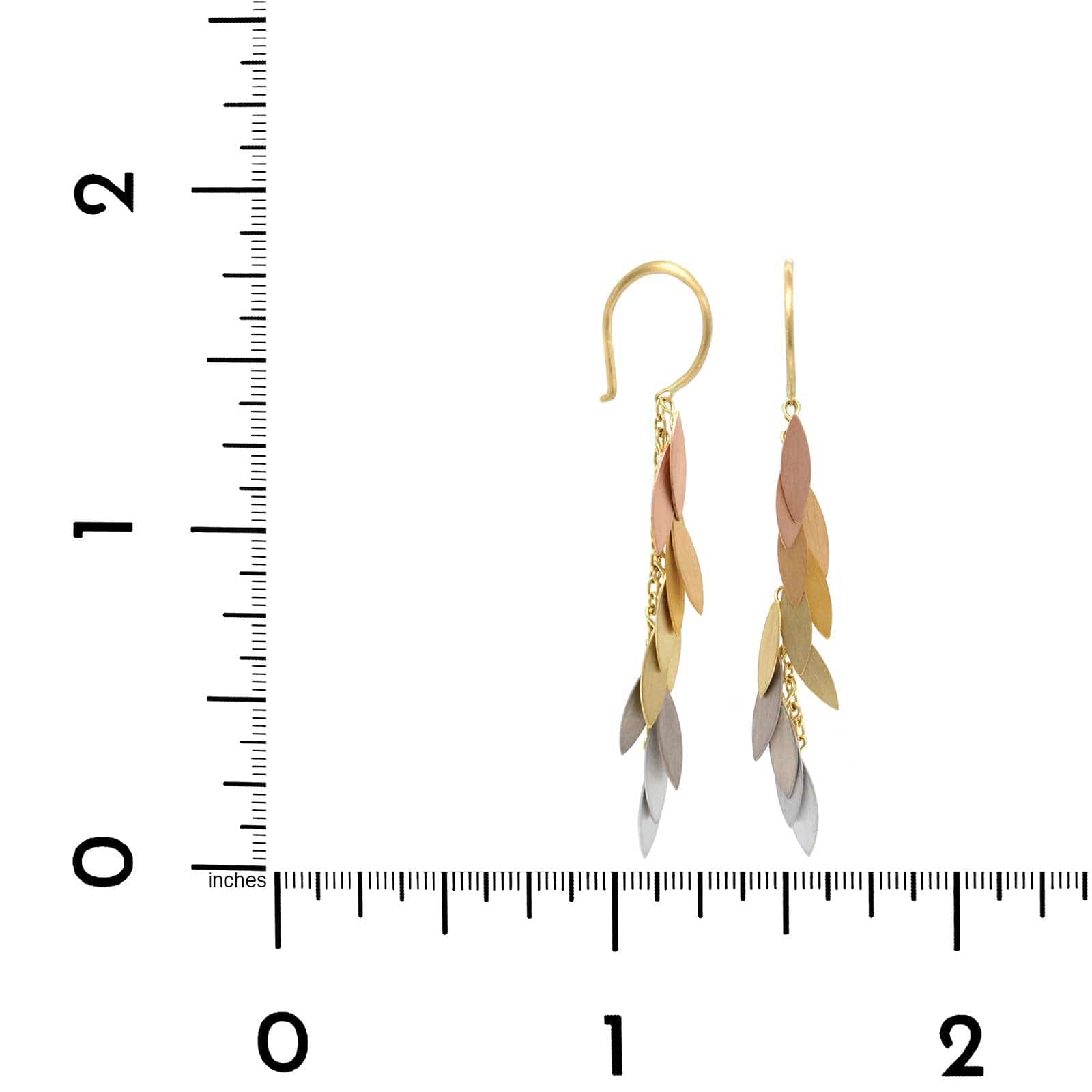18K Tri-Color Leaf Drop Earrings