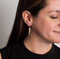 18K Tri-Color Leaf Drop Earrings